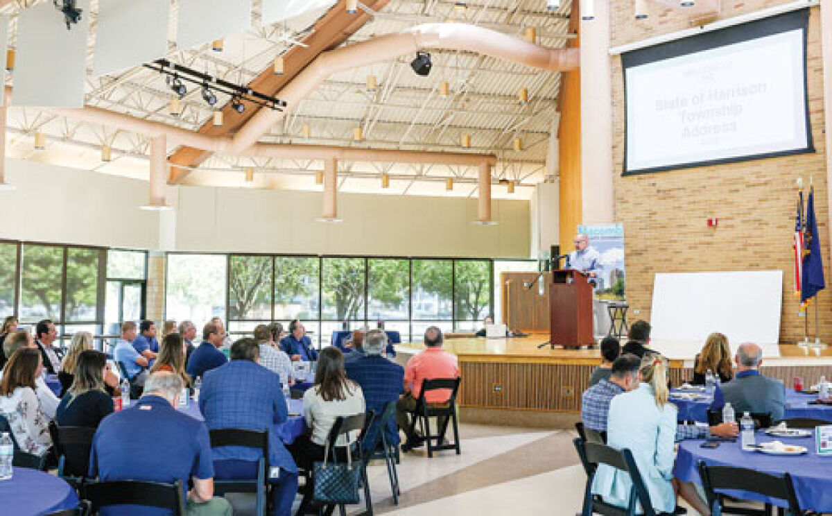  Harrison Township Supervisor Kenneth Verkest speaks to a crowd of local officials and guests at the Harrison Township State of the Township address Sept. 26.  