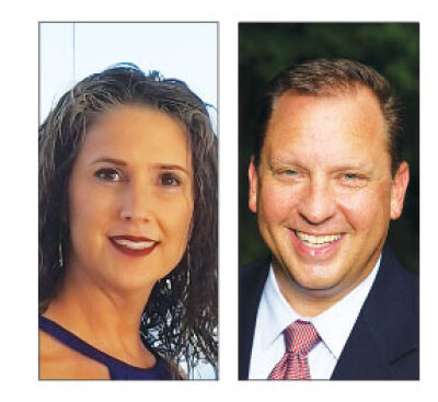  Martina Gatti Pardue, left, is the vice chair of the Clinton Township Community Foundation, a new nonprofit with roots in the Clinton Township Inclusive Playground Committee. Clinton Township Supervisor Paul Gieleghem, right, played a role in the inclusive playground group along with Pardue and many of the community foundation’s original members. 