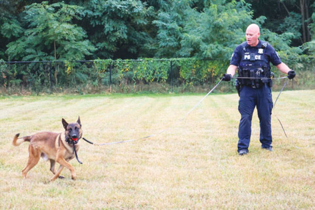  The Shelby Township Police Department welcomed K-9 CJ to the force. Police officer Justin Goebel is K-9 CJ’s handler. 