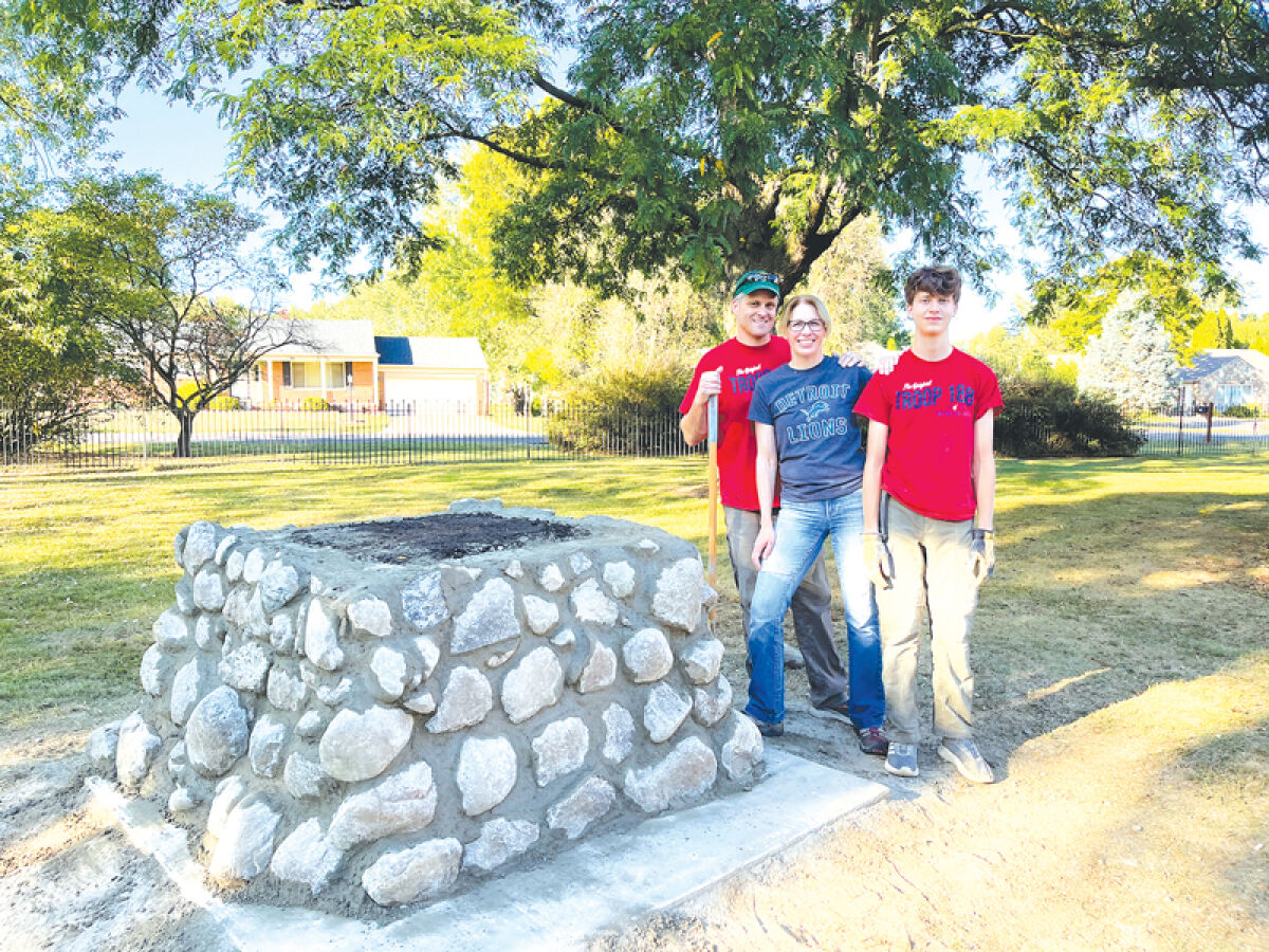  Anson Pingree, a member of Eagle Scout Troop 188, has been building a mud oven for Troy Historic Village as part of a scout project. 