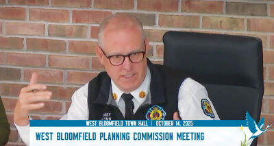 West Bloomfield Fire Chief Greg Flynn explains the plan during a meeting of the Planning Commission Oct. 14. 