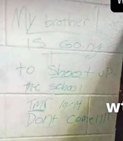  Local police investigated a threat that some believed was written on a wall at a Berkley school, but it was later found to be not true. 
