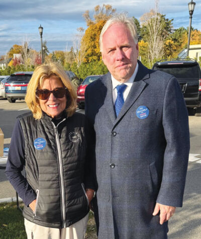  Grosse Pointe Farms City Councilwoman — and council candidate — Beth Konrad-Wilberding shows support for mayoral candidate John Gillooly outside The War Memorial  Nov. 4. Both were elected Nov. 4 and sworn in Nov. 10.  