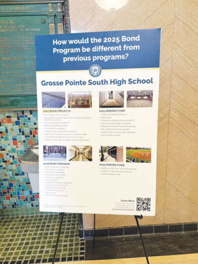  Signs like this one at Grosse Pointe South High School informed voters about a Grosse Pointe Public School System bond proposal on the November ballot. 