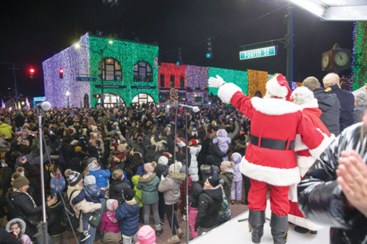  Santa helps light downtown Rochester on Lagniappe during a past Big, Bright Light Show. 