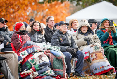  The audience bundles up during the Veterans Day ceremony Nov. 11.  