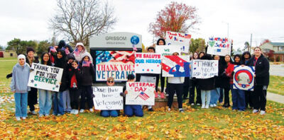  On Veterans Day Nov. 11, students at Grissom Middle School in Sterling Heights remembered veterans with signs and small tokens of appreciation.  