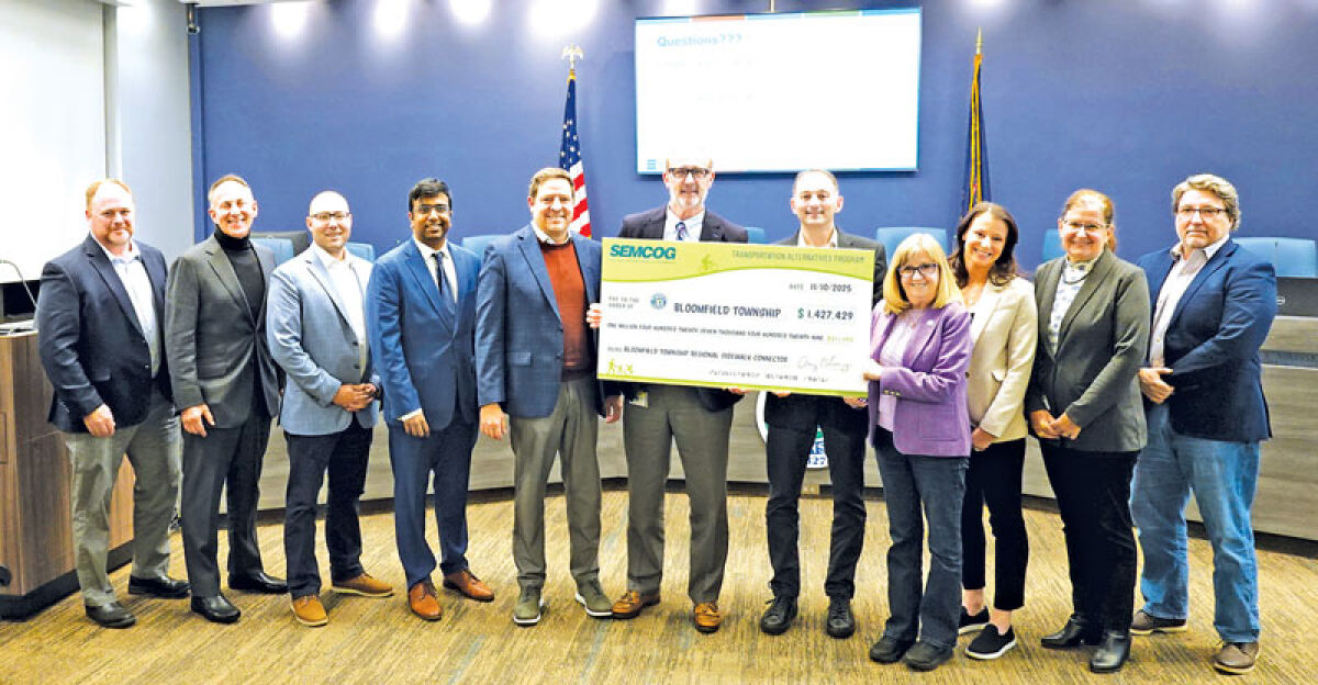  A ceremonial check was presented at the Bloomfield Township Board of Trustees Nov. 11. 