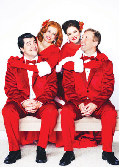  Grosse Pointe Theatre’s production of the Irving Berlin musical “White Christmas” stars,  from left, Mario Simone, of Rochester; Manda Borden, of Clawson; Jillian Evennou, of Warren;  and Zak Shugart, of Chesterfield Township. 
