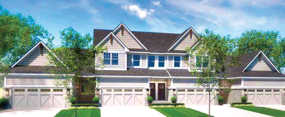  A rendering that Ivanhoe Cos. provided to the city of Novi shows what the town houses to be constructed at the new Grove housing development will look like. 