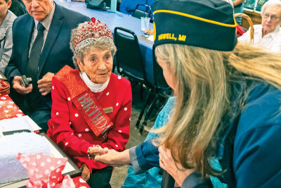  Klaput is recognized during a ceremony on her 101st birthday Sunday, Nov. 23, at the American Legion Devereaux Post 141 in Howell. 