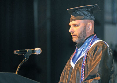  Jason Boyd of St. Clair Shores was one of the guest speakers at the commencement ceremonies. Boyd, 47, graduated with an associate of applied science degree in cybersecurity. 