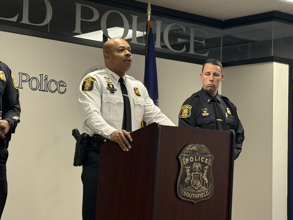  Southfield Chief of Police Elvin Barren addresses the press during a Dec. 29 press conference about a double fatal shooting that occurred on Christmas Day. 