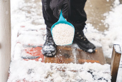   To prevent slip and fall accidents, shovel snow promptly, use de-icer and maintain well-lit walkways. 