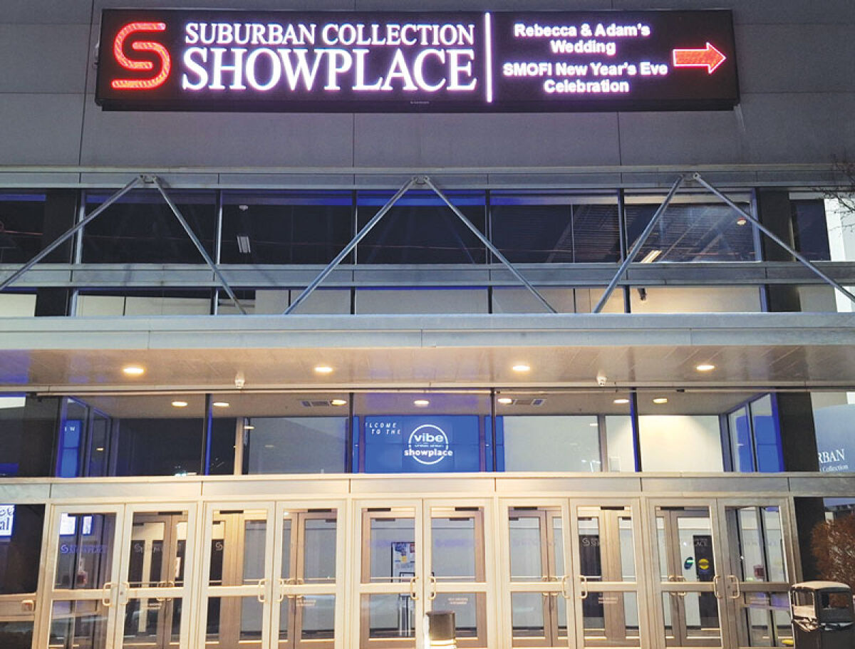  The Suburban Collection Showplace begins its transition to the Vibe Credit Union Showplace with new digital signs visible inside the venue on Dec. 31. 