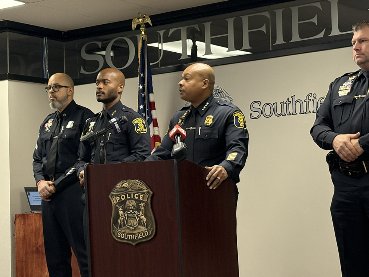  Southfield Police Chief Elvin Barren addresses the media at a press conference Jan. 16 regarding a shooting that occurred on Jan. 10 at Bloom cocktail lounge. 